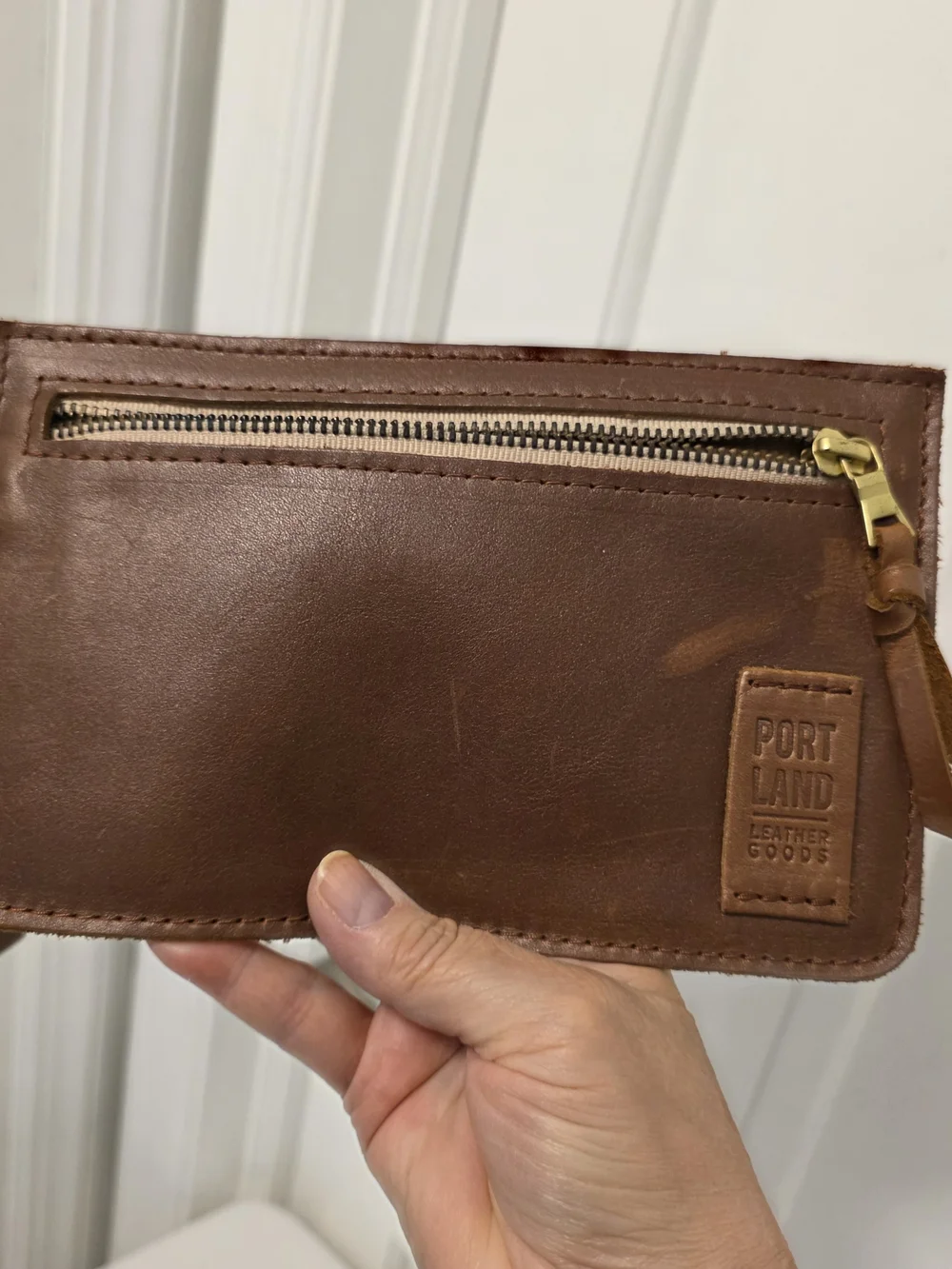 Portland Leather Goods Adriana Brown Leather Wristlet/Clutch, Slim, Versatile